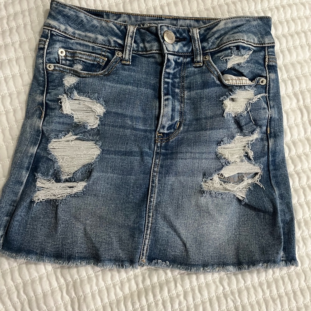 American Eagle Outfitters distressed denim skirt